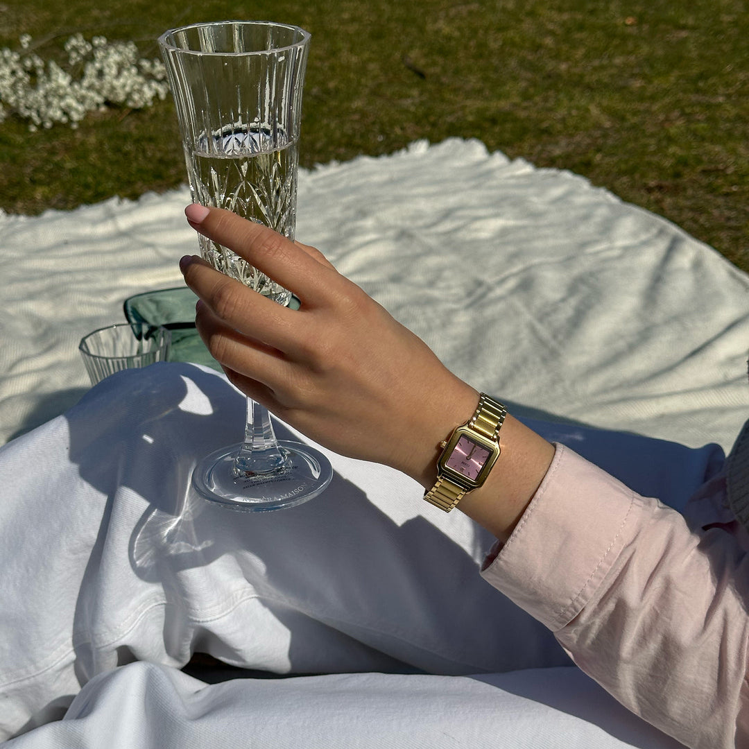 Gracieuse Petite Watch Steel, Mauve Pink, Gold Colour