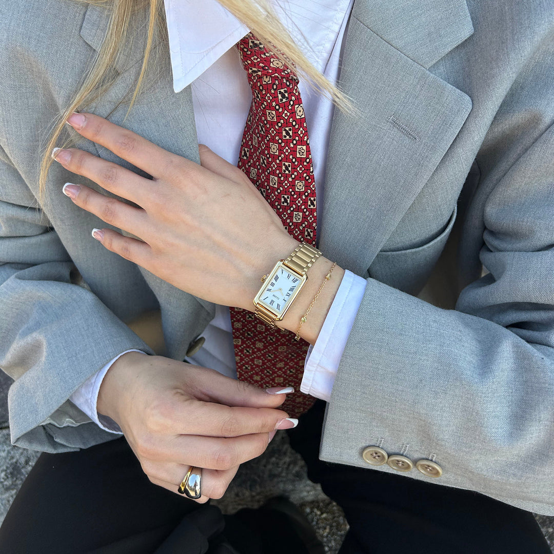 Belisenna Watch Steel, White, Gold Colour