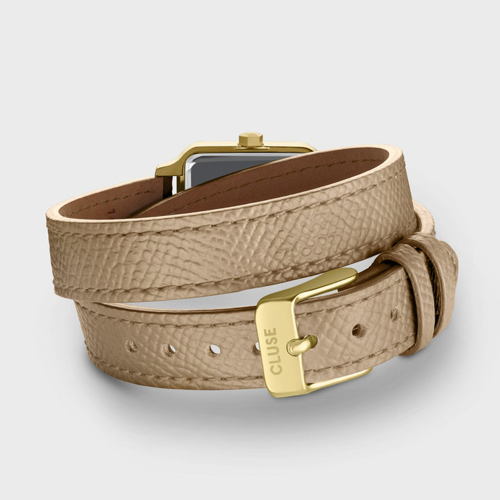 Gracieuse Petite Watch Double Leather, Rugby Tan, Gold Colour