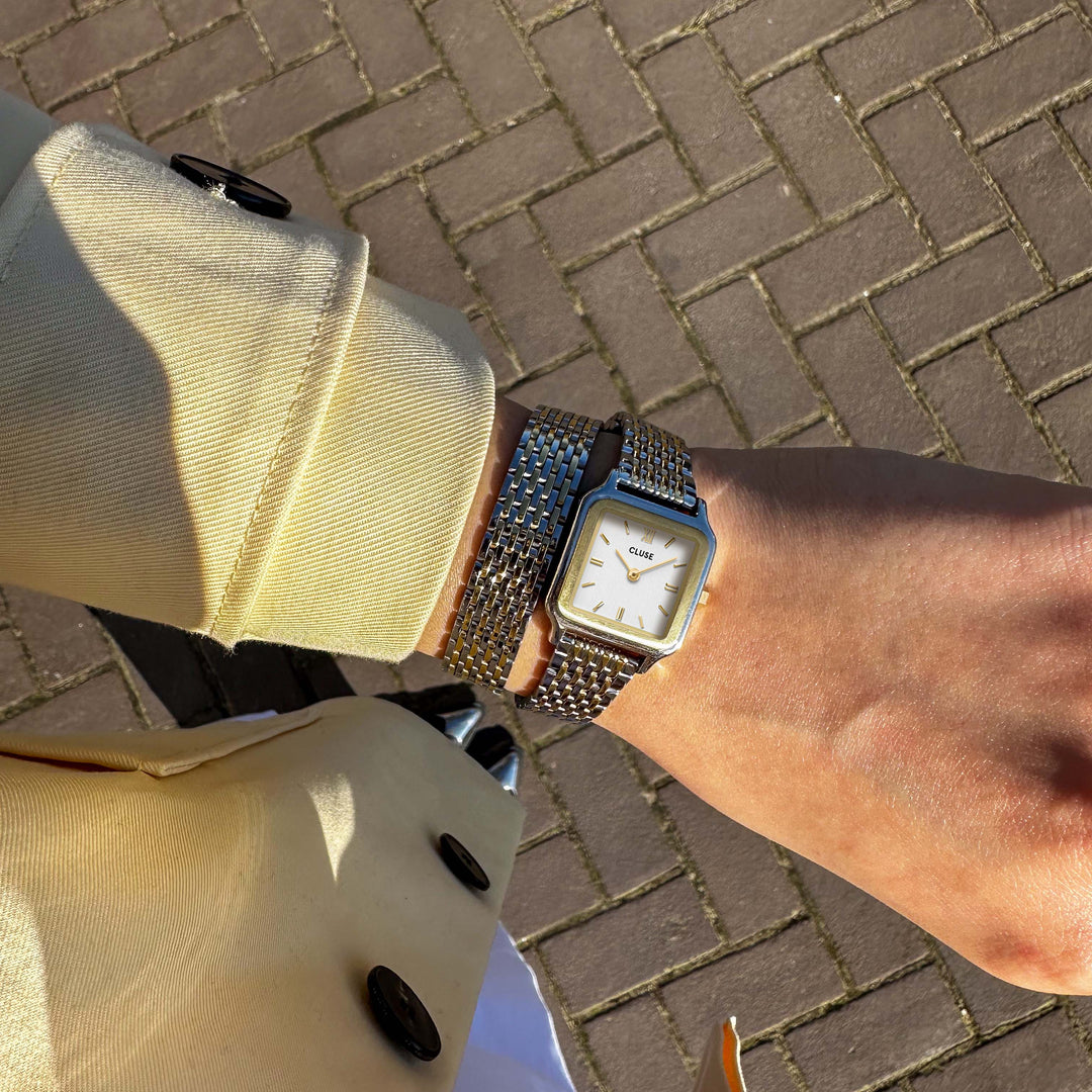 Gracieuse Petite Watch Double Steel, White, Two-tone