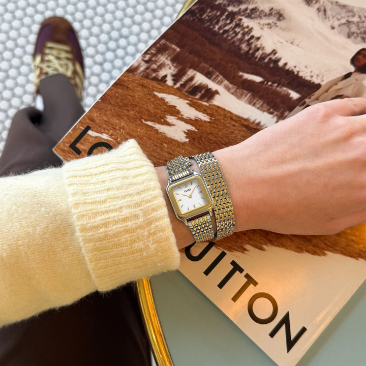 Gracieuse Petite Watch Double Steel, White, Two-tone