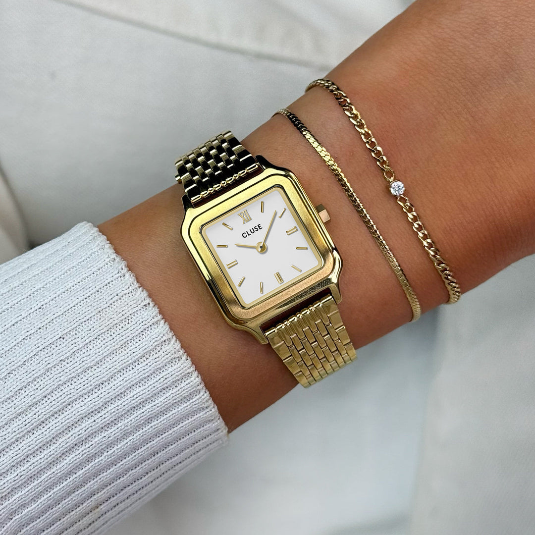 Gracieuse Petite Watch Steel, White, Gold Colour