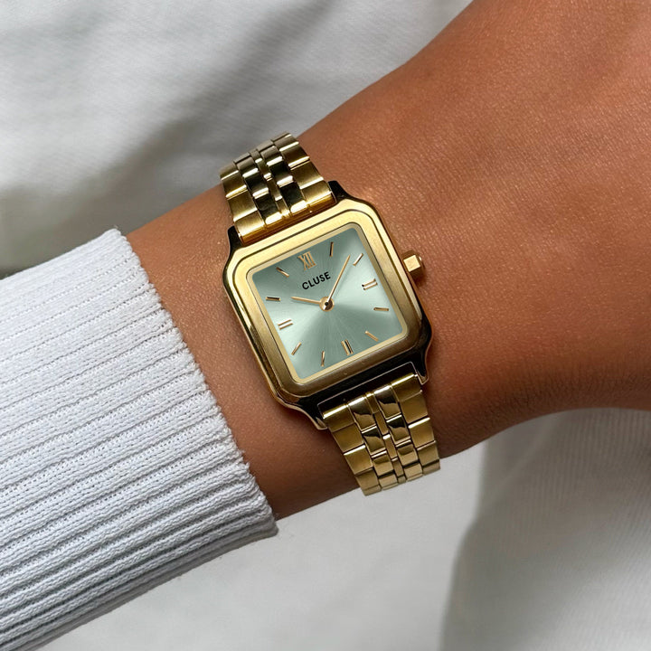 Gracieuse Petite Watch Steel, Sage Green, Gold Colour