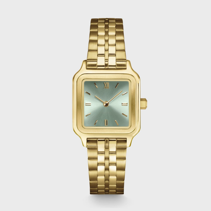 Gracieuse Petite Watch Steel, Sage Green, Gold Colour