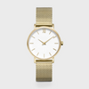 Minuit Watch Mesh, White, Gold Colour