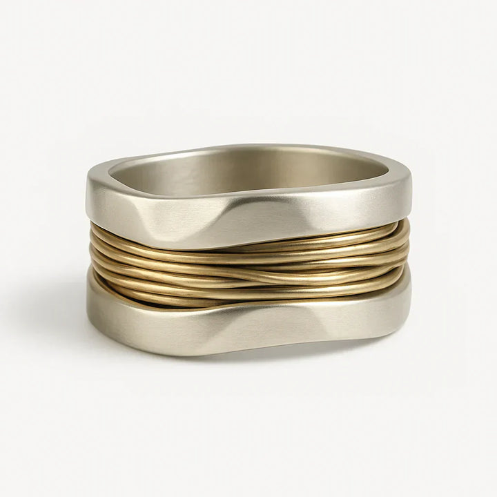 Silver-Golden Threads Ring