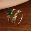 Unique Emerald Crystal Ring Set