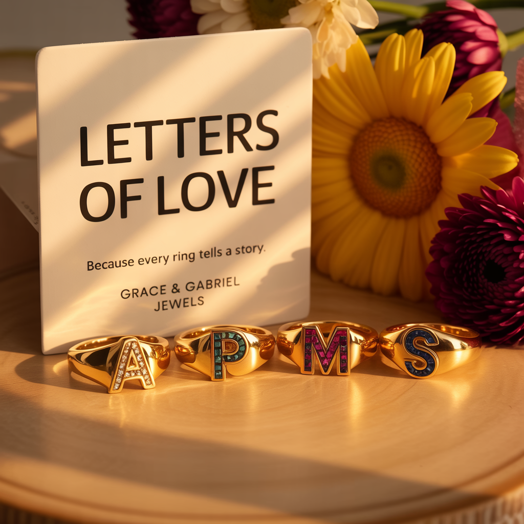 Iris - Gold Stainless Steel Initial Ring