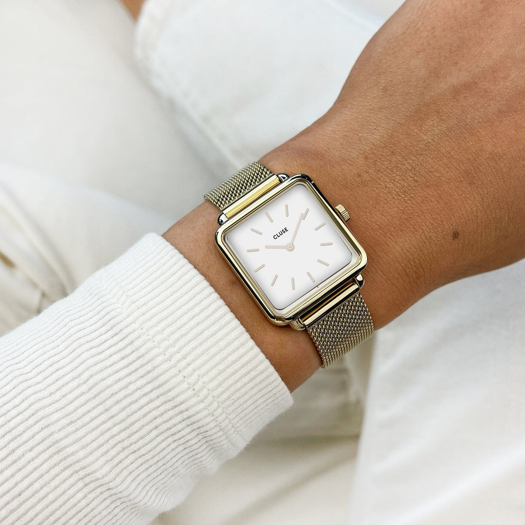 La Tétragone Watch Mesh, White, Gold Colour